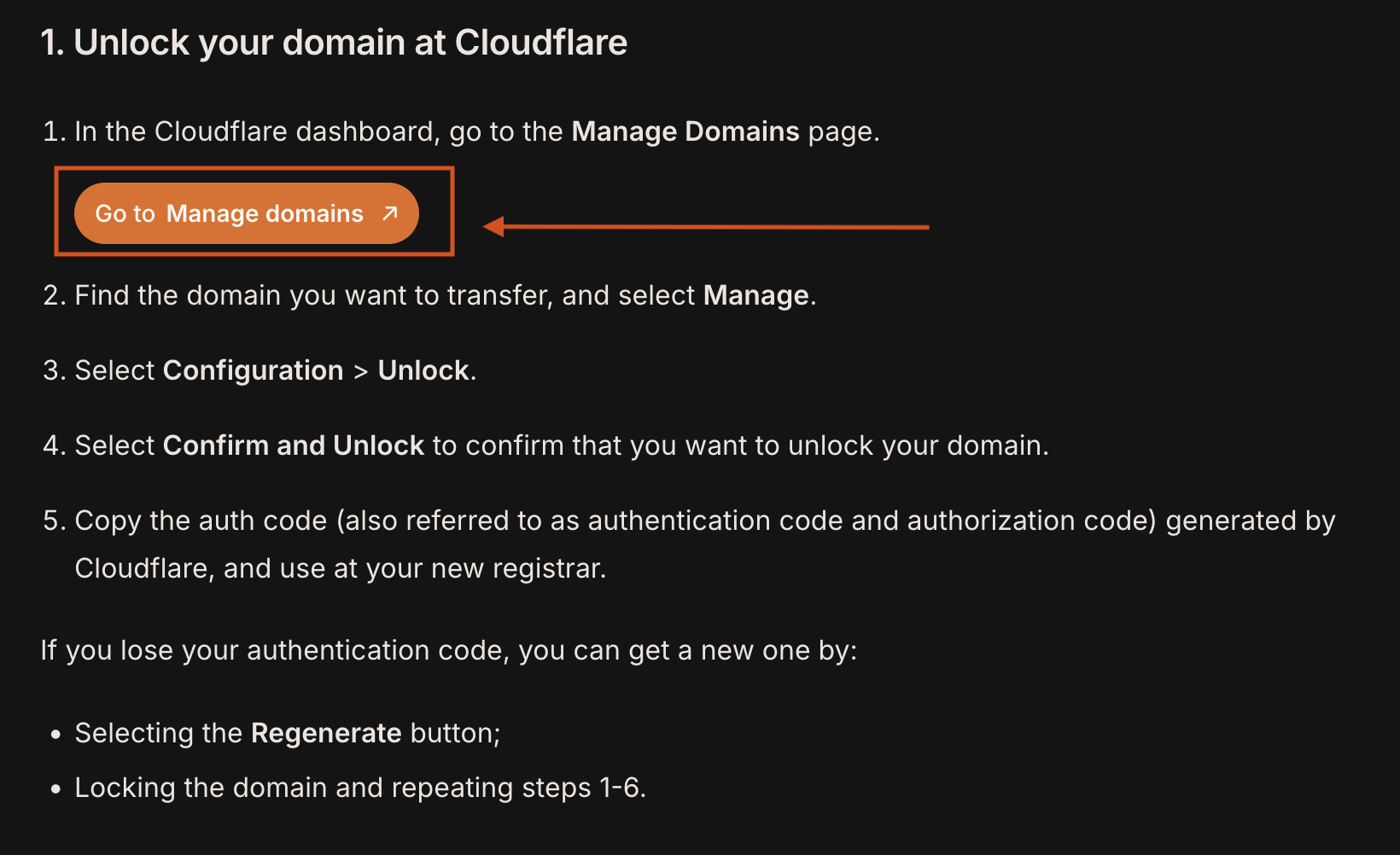 CloudFlares Directions for Transfer